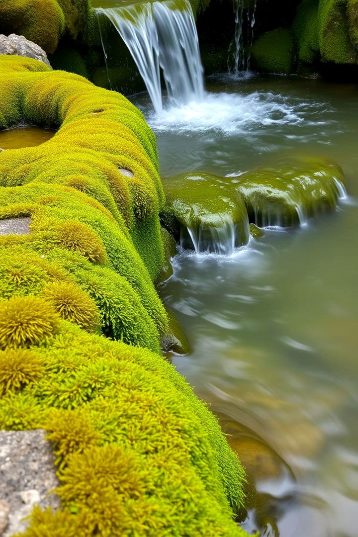 Moss Along Water Features - 22 Moss Garden Ideas
