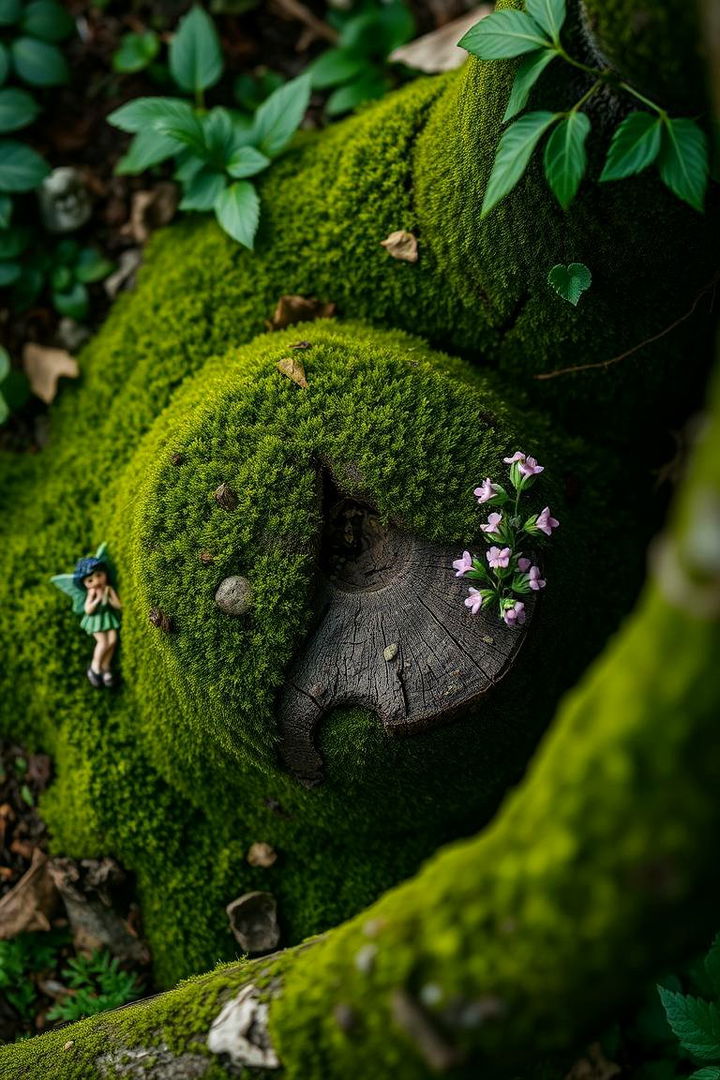 Moss Covered Woodland Retreat - 22 Tree Stump Fairy Garden Ideas