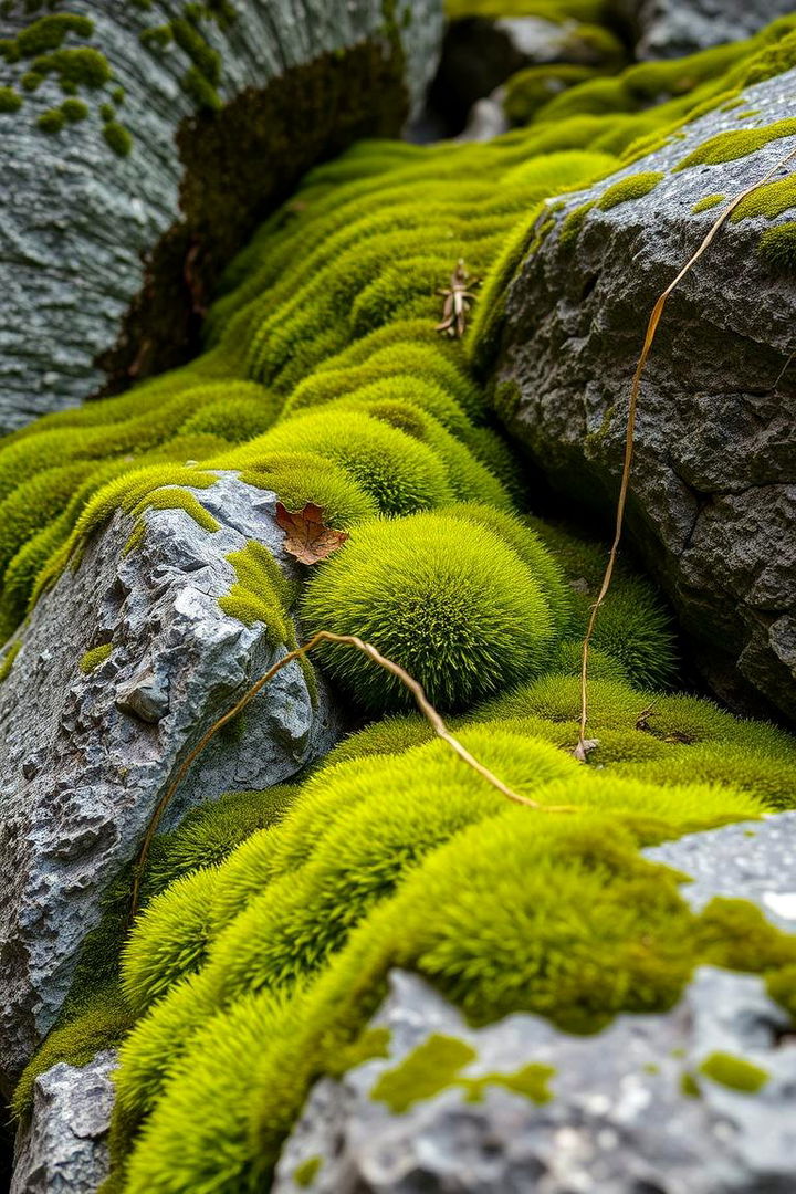 Moss Enhanced Rock Feature - 22 Rock Landscaping Ideas