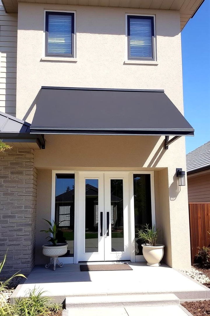 Motorized Remote Controlled Awning - Functional Front Porch Awning Ideas for Shade & Rain Protection