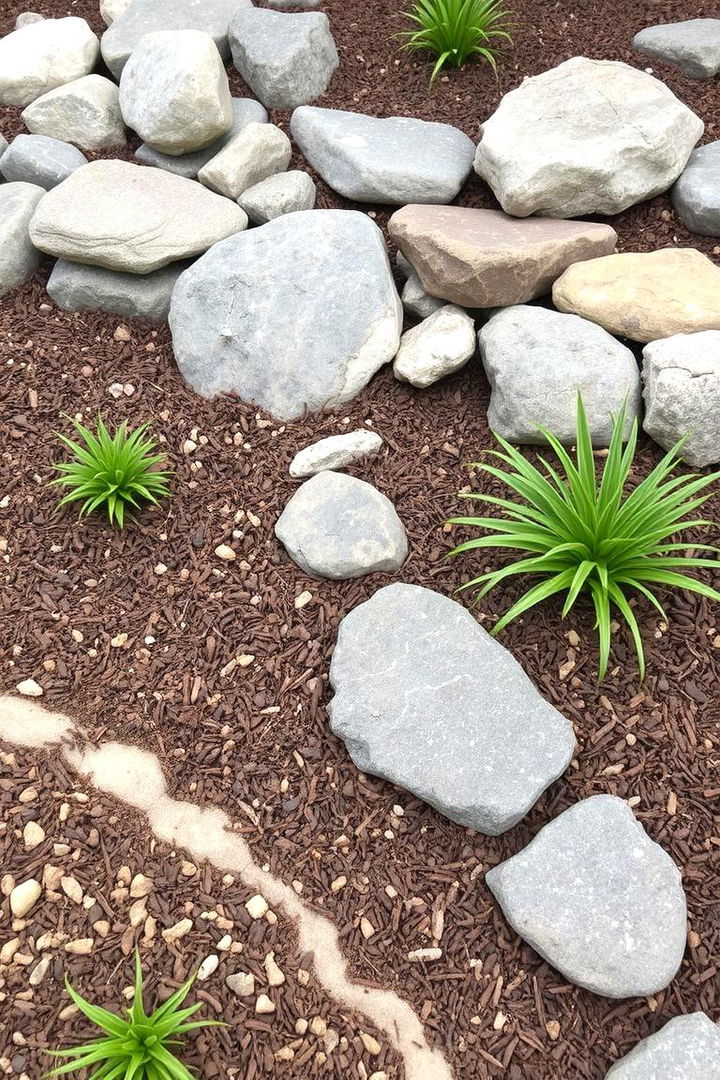 Mulch Beds and Rock Gardens - 22 Low Maintenance Backyard Landscaping Ideas