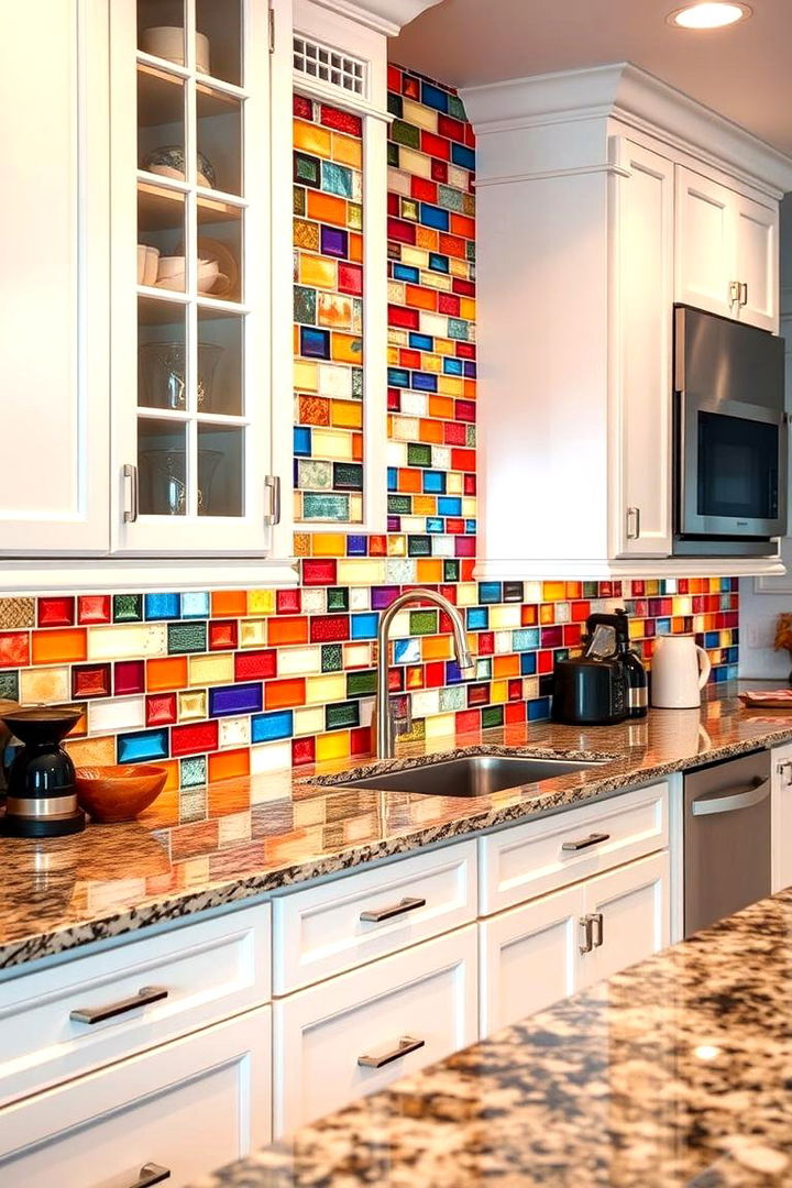 Multi Color Mix - 22 Backsplash Ideas for White Cabinets and Granite Countertops