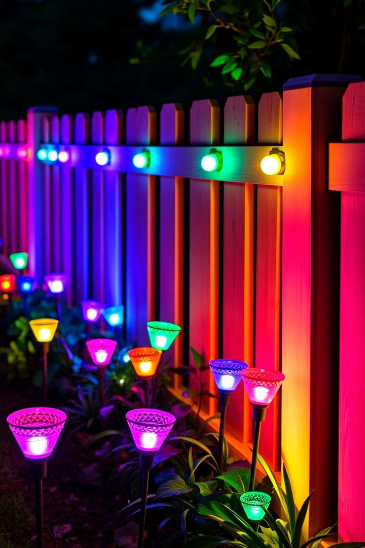 Multi Colored LED Garden Lights - 22 Fence Lighting Ideas