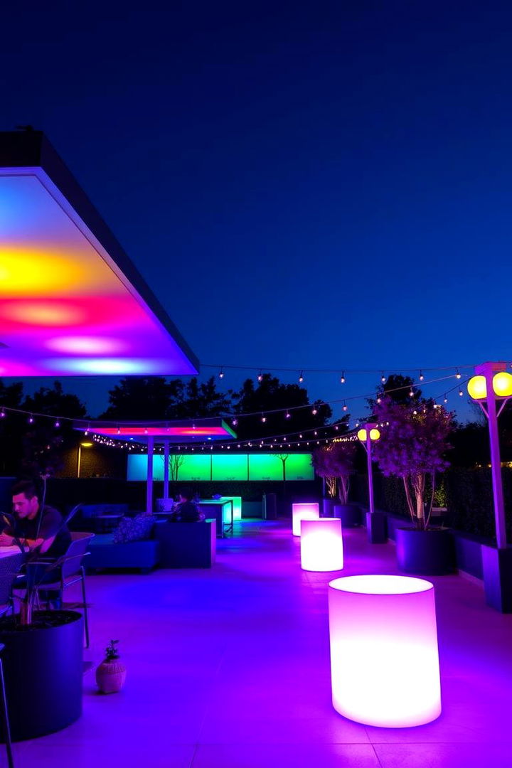 Multi Colored Mood Enhancements - 22 Covered Patio Lighting Ideas