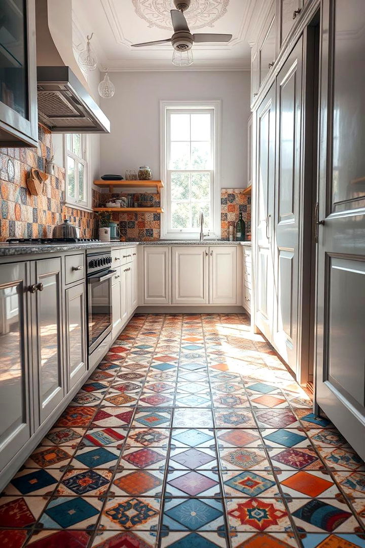 Multi Colored Mosaic Floor - 22 Colorful Kitchen Ideas