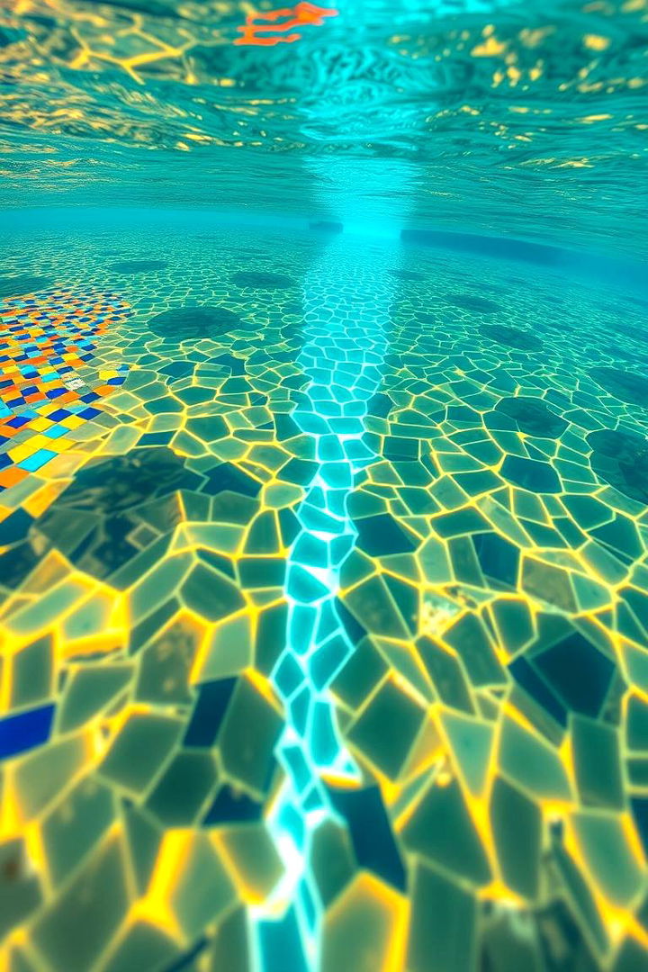 Multi Colored Mosaic Medley - 22 Waterline Pool Tile Ideas