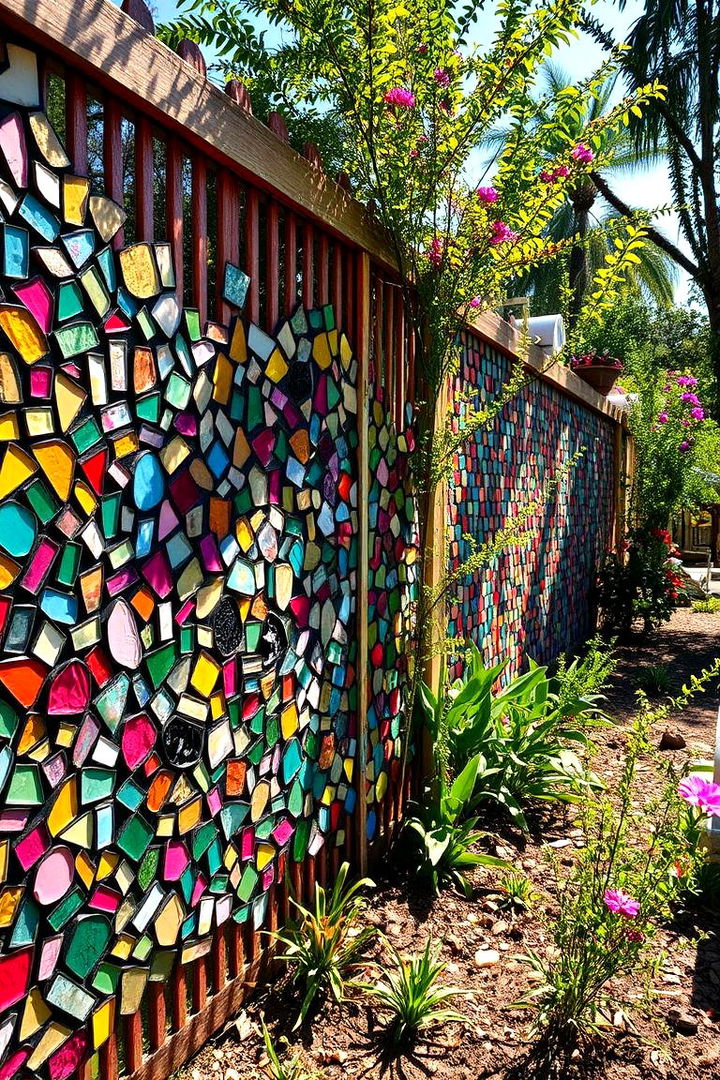 Multi Colored Mosaic Style - 22 Garden Fence Colour Ideas
