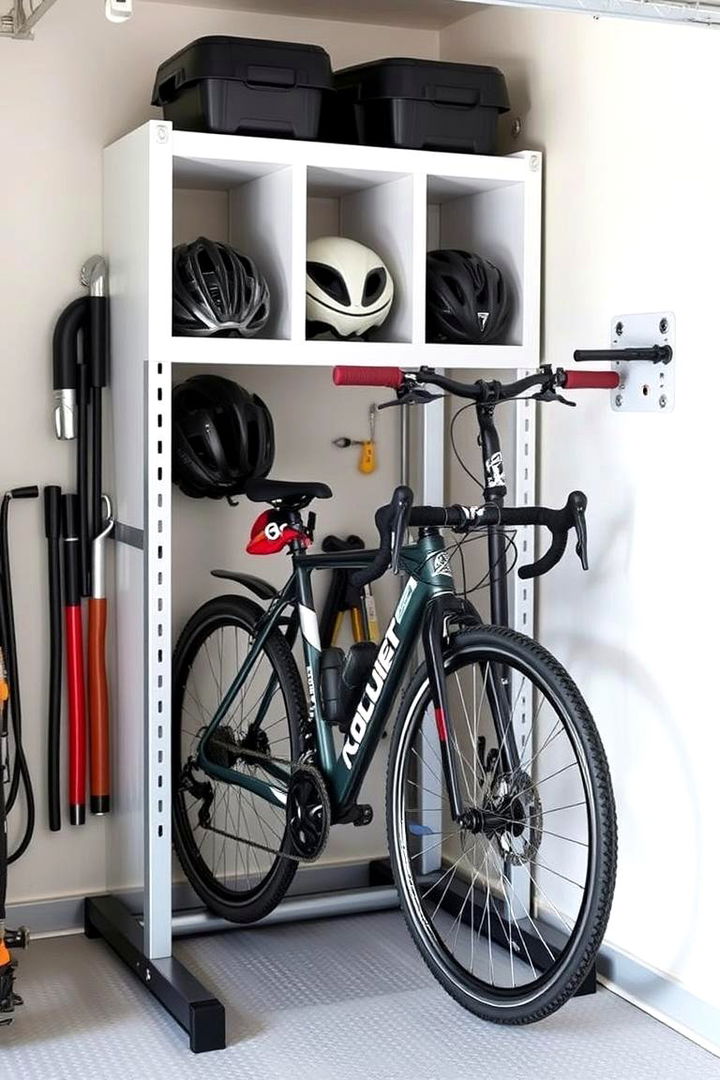 Multi Functional Bike Stand and Storage Unit - 22 Garage Bike Storage Ideas