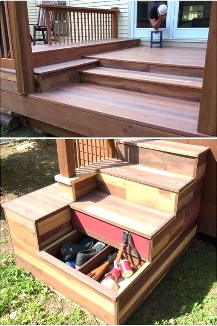 Multi Functional Deck Step Storage - 22 Backyard Deck Ideas on a Budget