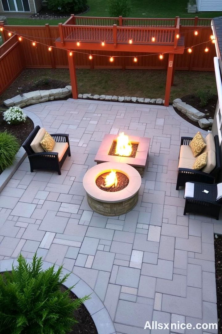 Multi Functional Entertainment Area - 22 Concrete Paver Patio Fire Pit Ideas