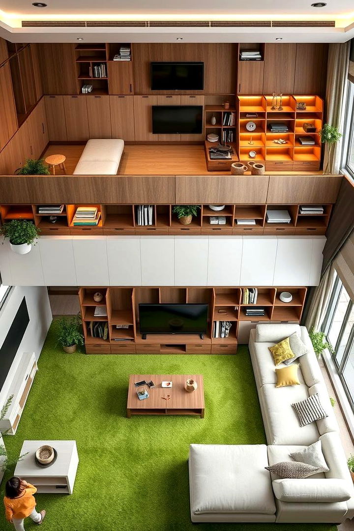 Multi Functional Green Room Designs - 22 Green Carpet Living Room Ideas