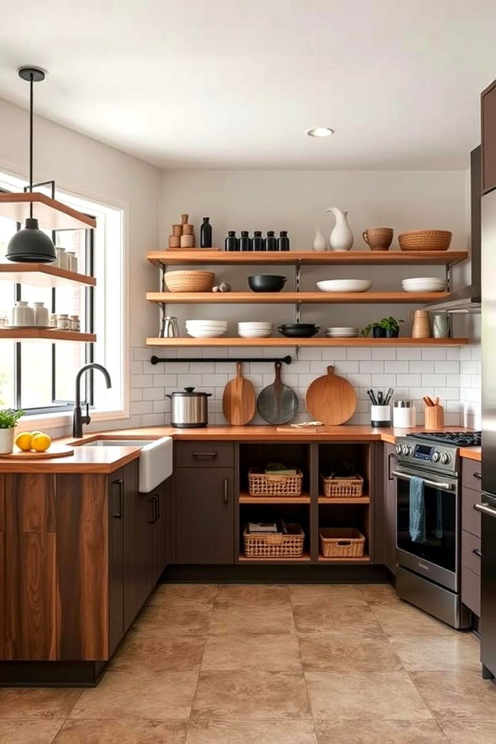 Multi Functional Hybrid Shelving - 22 Open Shelving Kitchen Ideas