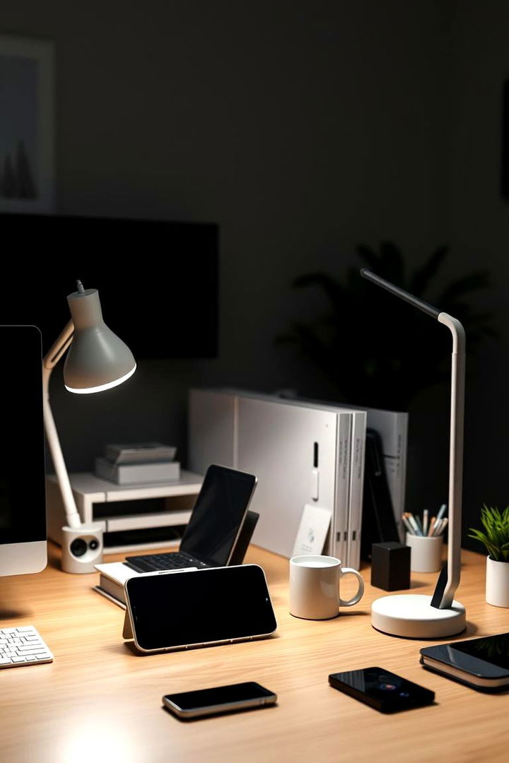 Multi Functional Lighting with Integrated Features - 22 Home Office Lighting Ideas