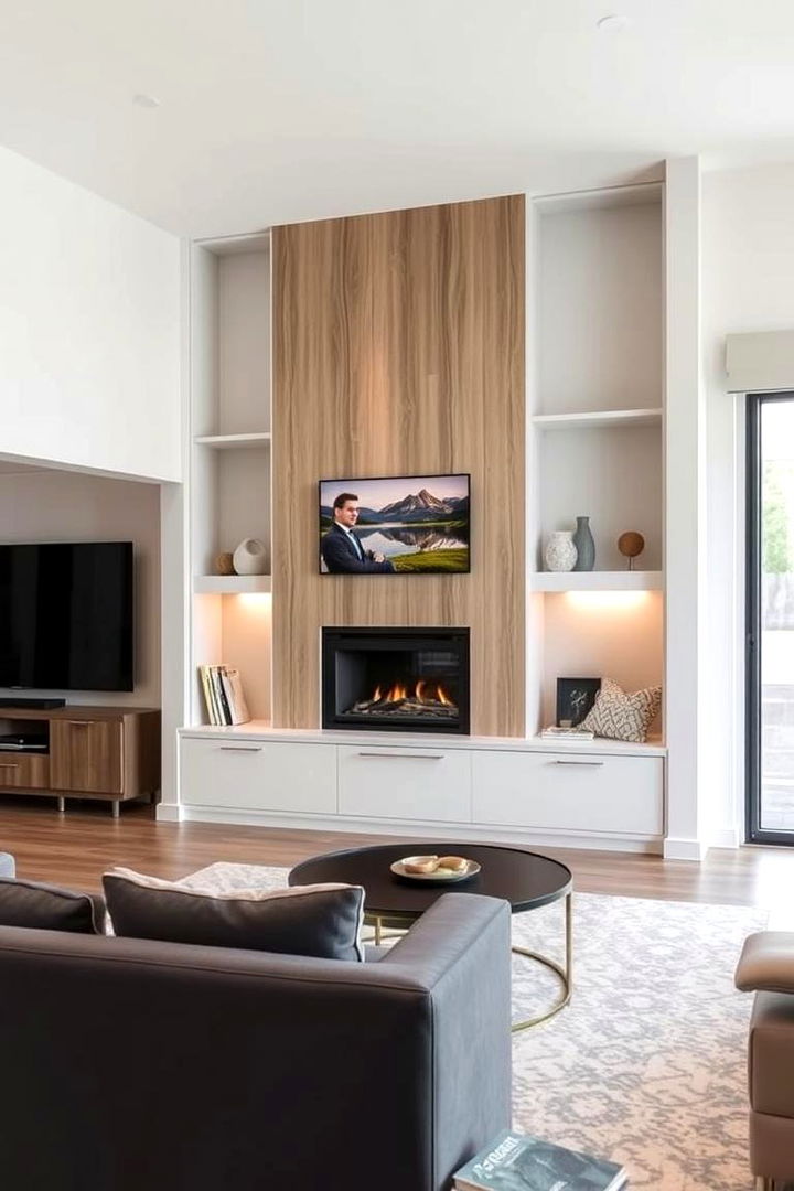 Multi Functional Living Room Zones - 22 Fireplace Built-in Ideas