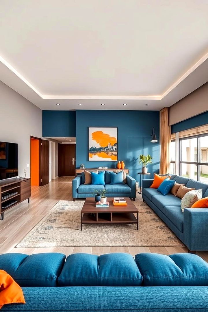 Multi Functional Living - 22 orange and blue living room ideas