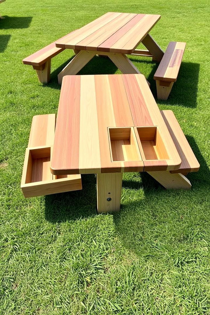 Multi Functional Picnic Table with Storage - 22 Outdoor Toy Storage Ideas