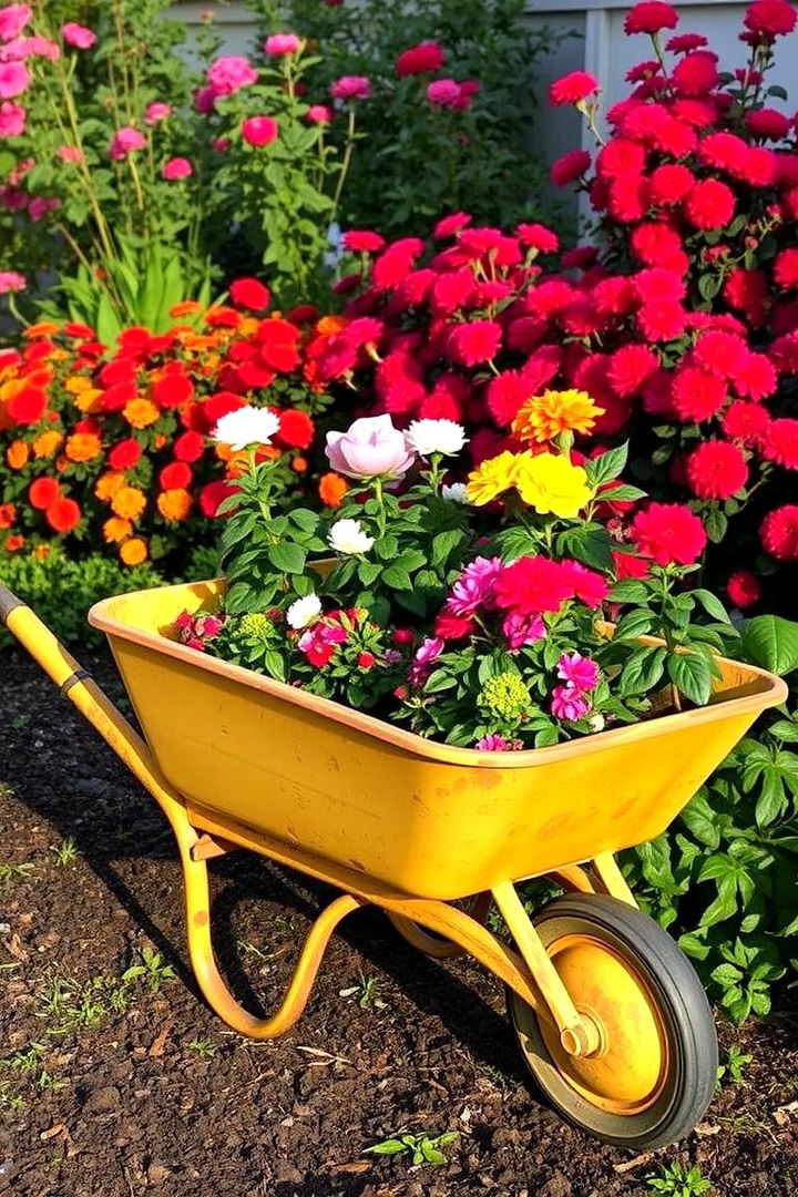 Multi Functional Planter with Seating - 22 Old Wheelbarrow Ideas