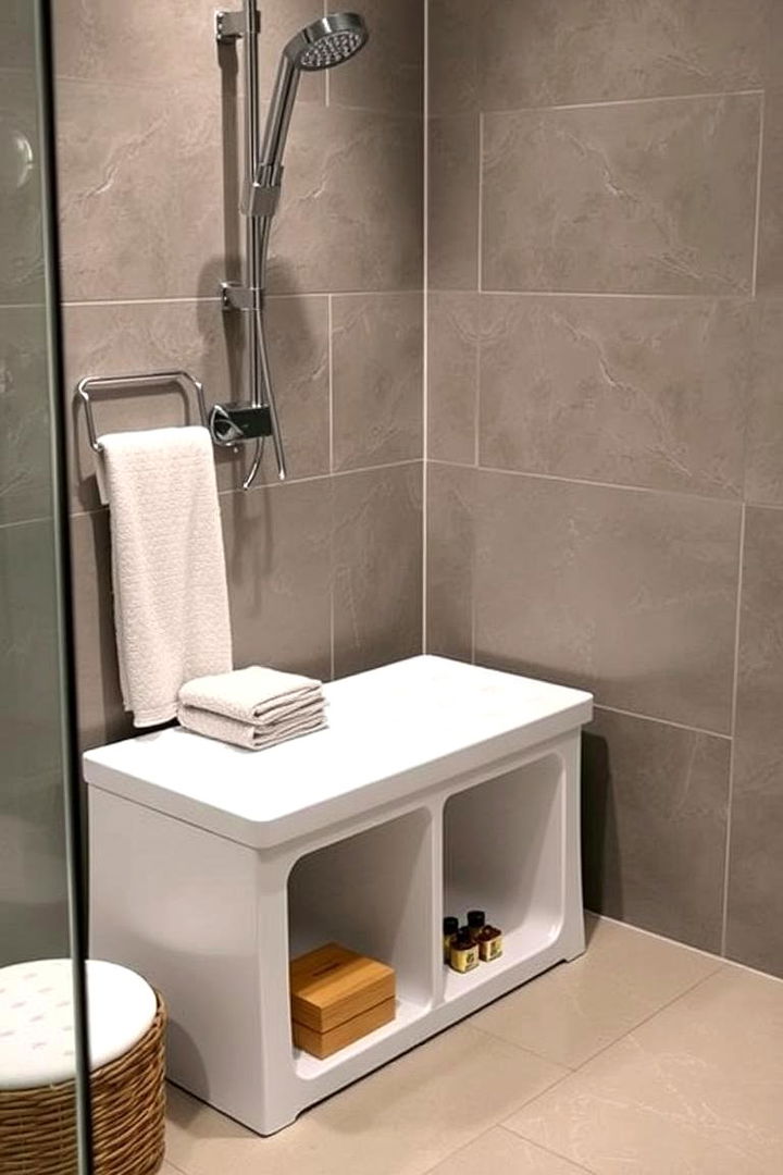 Multi Functional Shower Benches for Added Comfort - 22 Small Bathroom Walk in Shower Ideas