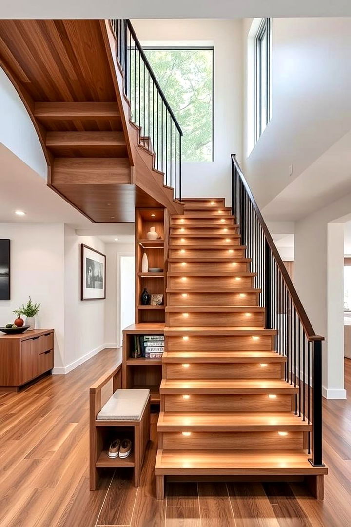 Multi Functional Staircase with Built In Features - 22 Basement Stair Ideas