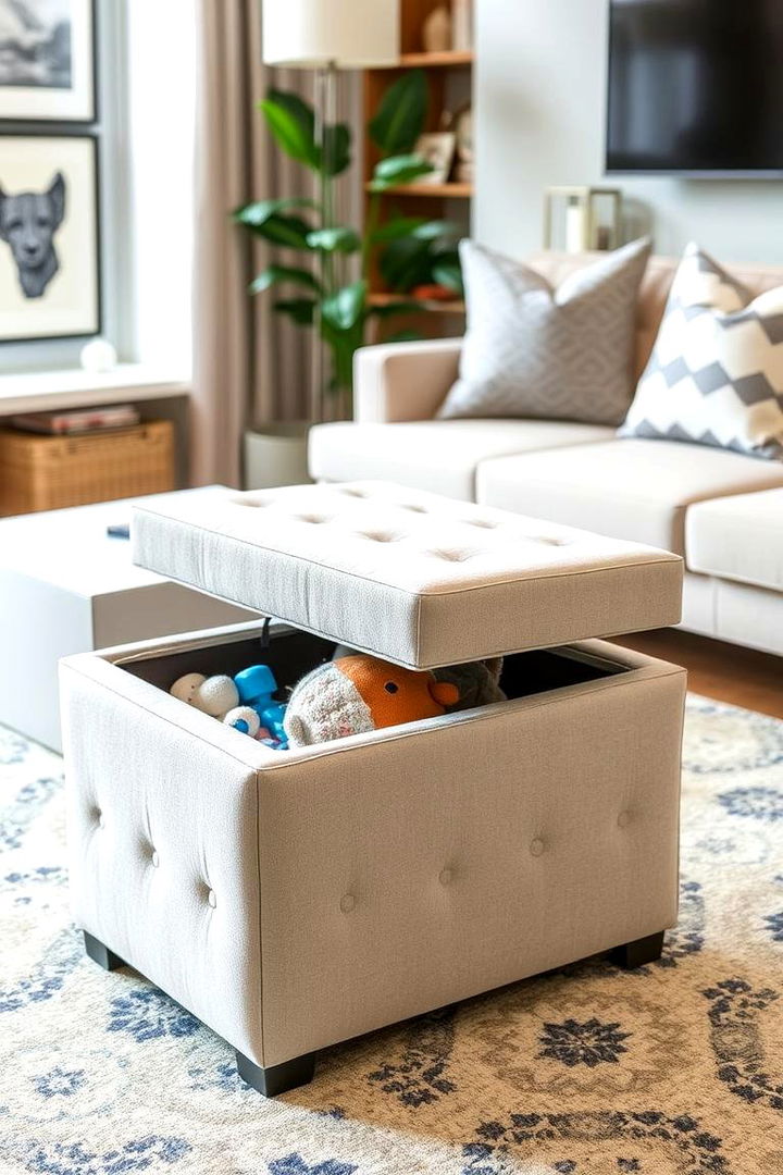 Multi Functional Toy Storage Ottomans - 22 Living Room Toy Storage Ideas