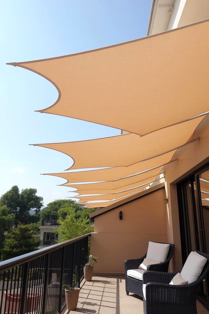 Multi Layered Shade Structures - 22 Balcony Privacy Ideas
