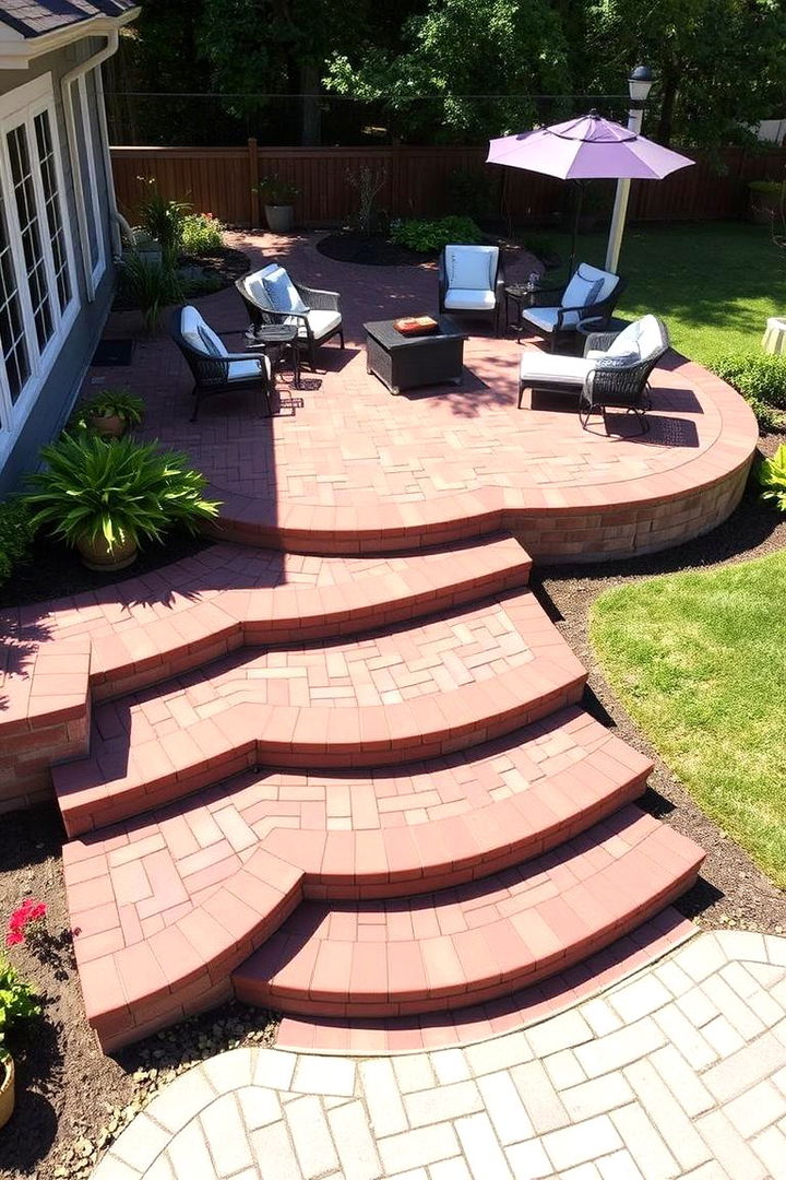 Multi Level Design Ingenuity - 22 Red Paver Patio Ideas