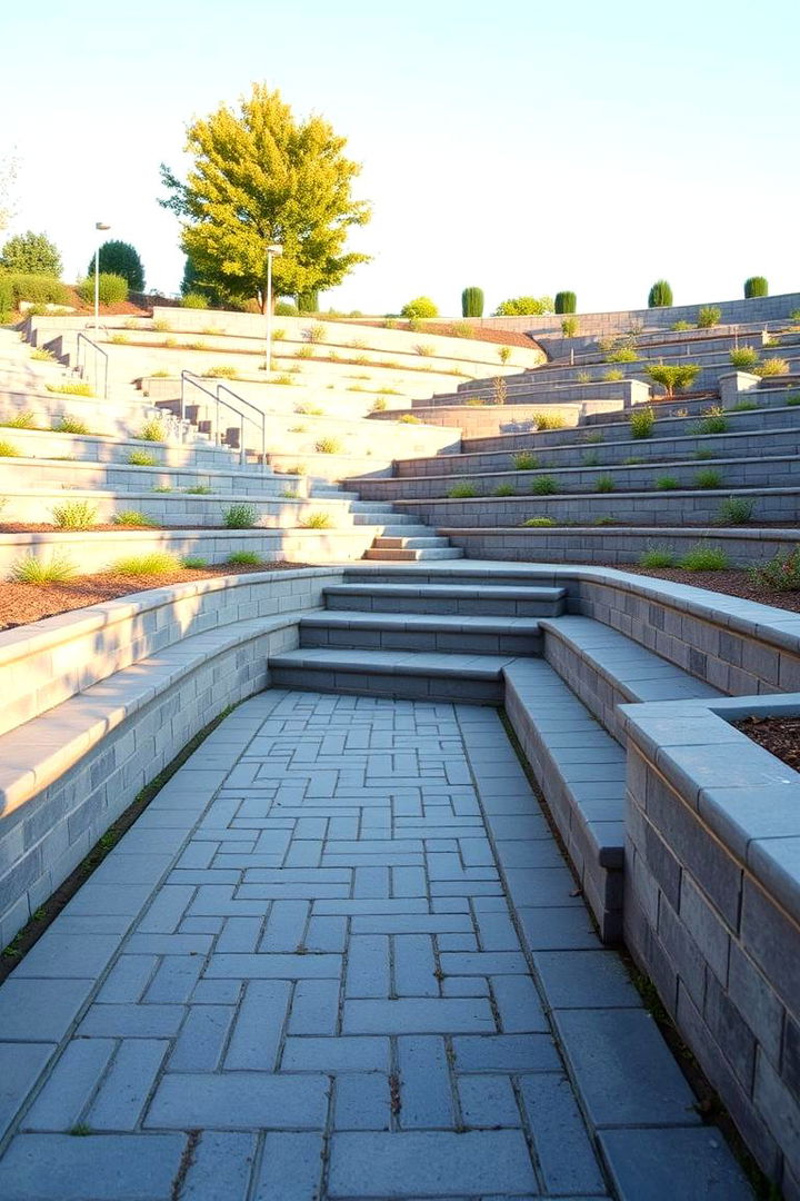 Multi Level Grey Paver Walkway - 22 Grey Paver Walkway Ideas