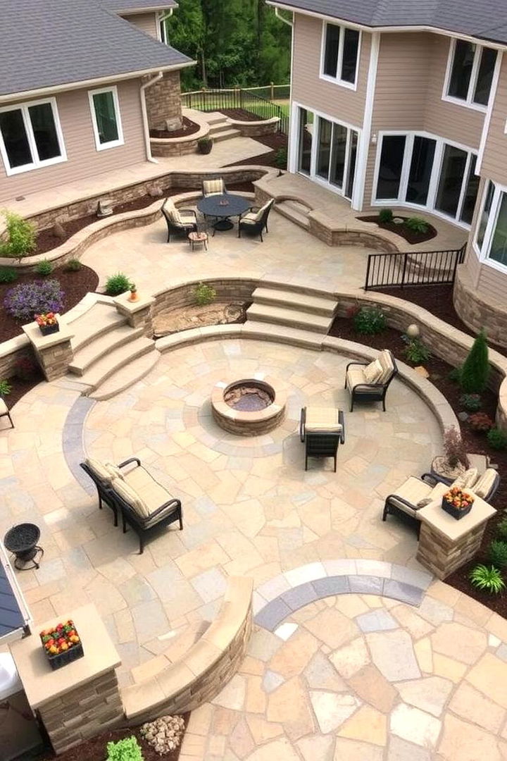 Multi Level Patio Layout - 22 Stone Patio With a Fire Pit Ideas