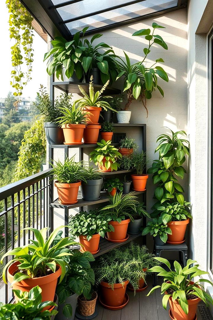 Multi Level Planter Display - 22 Balcony Garden Ideas