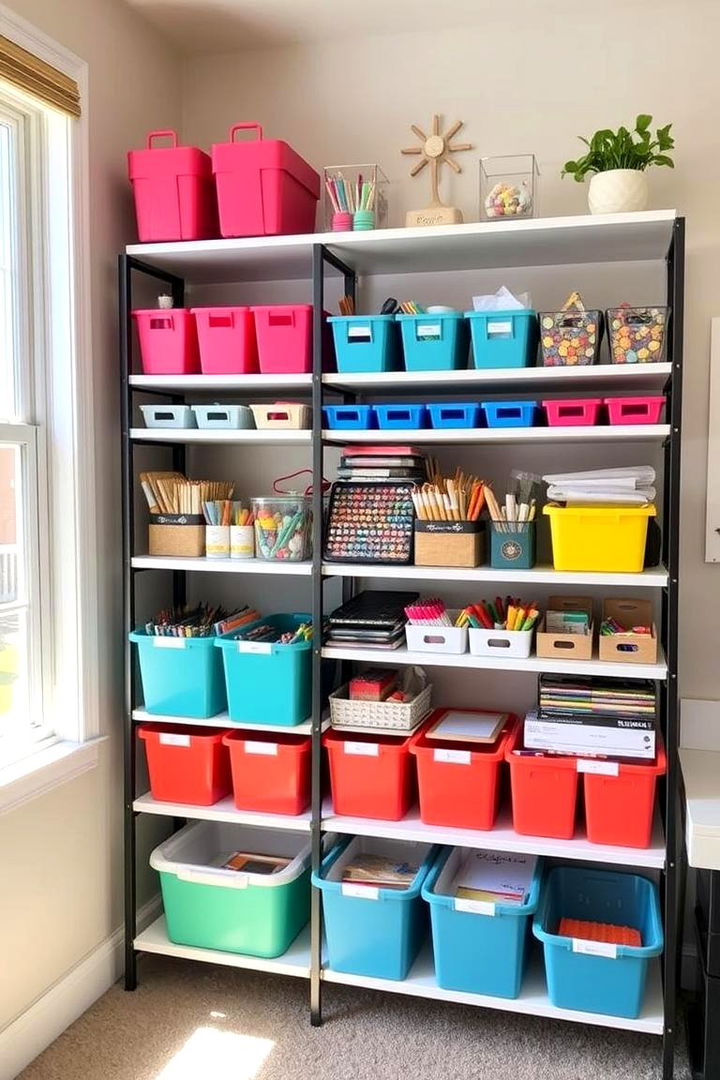 Multi Level Shelving Units - 22 Small Craft Room Ideas