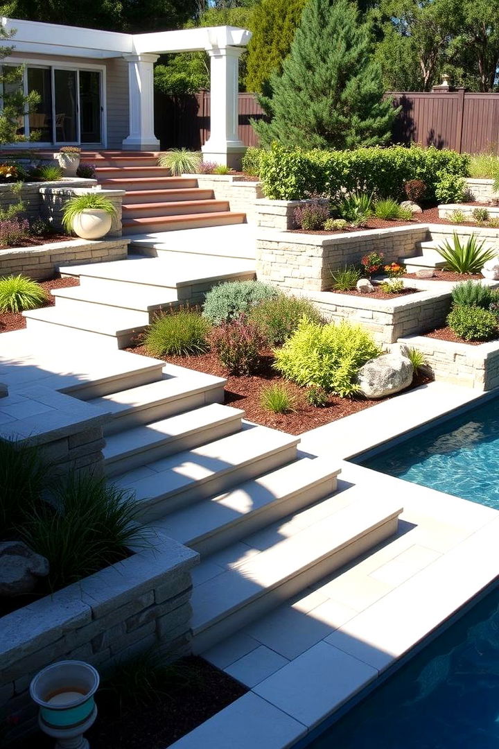 Multi Level Terracing Design - 22 Above Ground Pool Landscaping Ideas