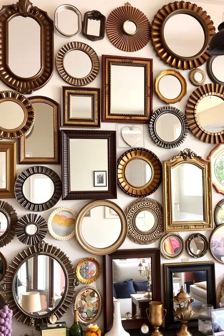 Multi Mirror Gallery Wall - 22 Living Room Mirror Ideas