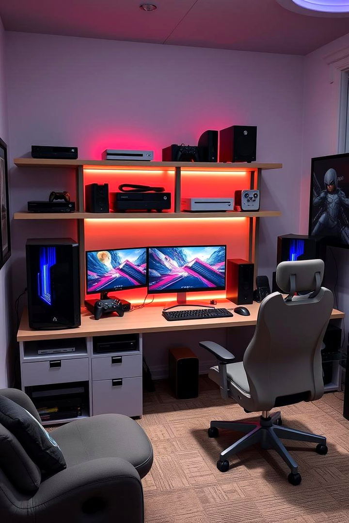 Multi Platform Gaming Station - 22 Basement Game Room Ideas