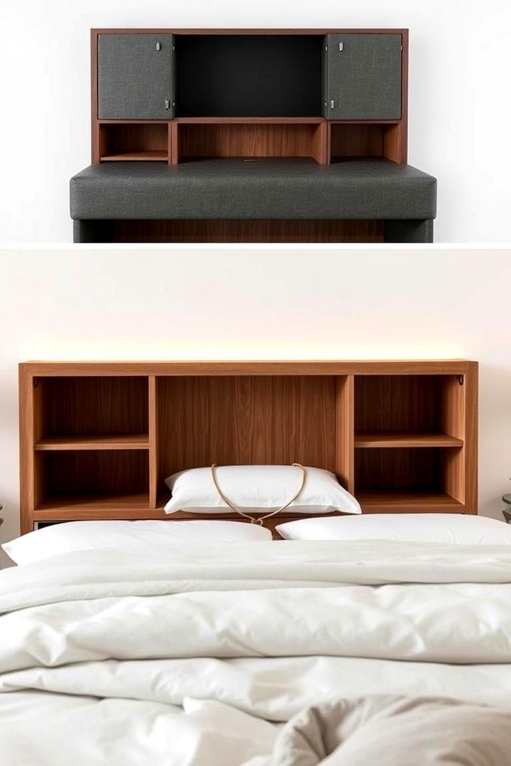Multi Purpose Headboard Storage - 22 Comforter Storage Ideas