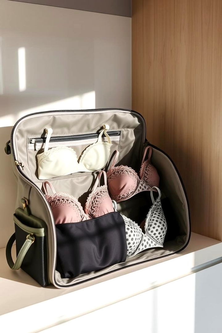 Multi Section Storage Bag for Versatility - 22 Bra Storage Ideas