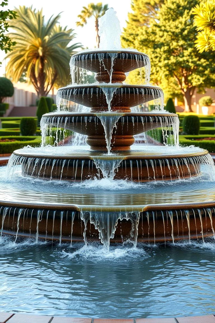 Multi Tier Cascading Fountain - 22 Backyard Fountain Ideas