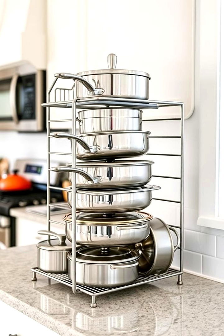 Multi Tier Countertop Organizers - 22 Pots and Pans Storage Ideas