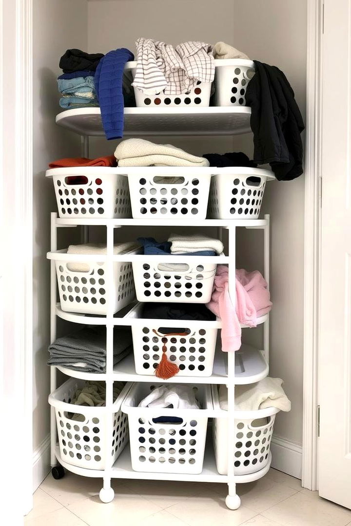 Multi Tier Laundry Basket Stands for Efficiency - 22 Laundry Basket Storage Ideas