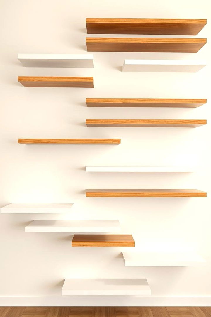 Multi Tiered Floating Design - 22 Floating Shelves Ideas
