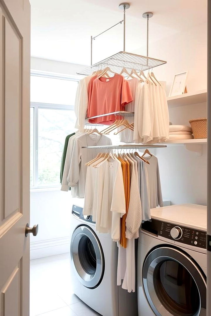 Multi Tiered Hanging Systems - 22 Stackable Laundry Room Ideas
