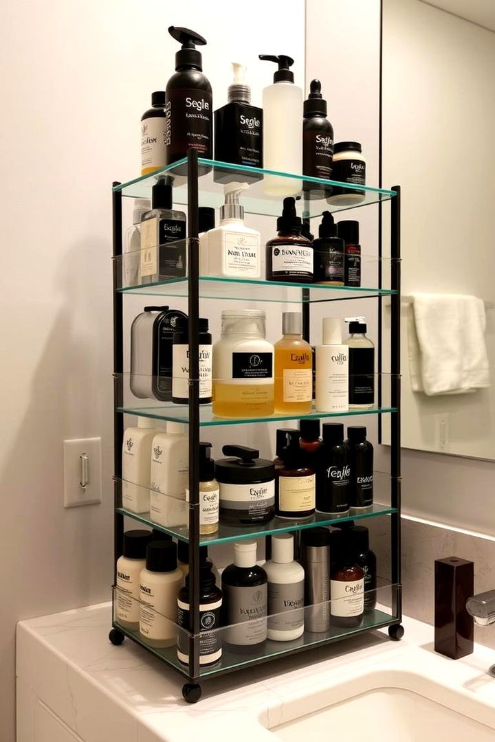 Multi Tiered Racks for Layered Storage - 22 Bathroom Counter Organization Ideas