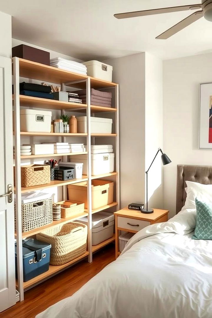 Multi Tiered Shelving for Essentials - 22 Bedroom Shelving Ideas