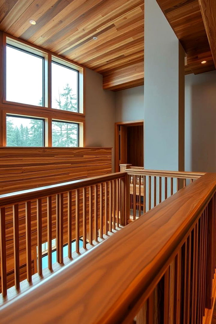 Multi Tiered Wooden Rails - 22 Farmhouse Rustic Stair Railing Ideas