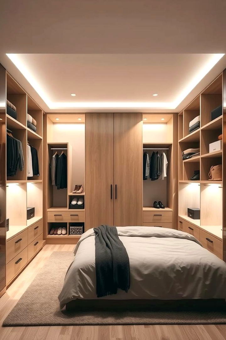 Multi functional Built in Wardrobe System - 22 Built-in Wardrobe Ideas Around a Bed