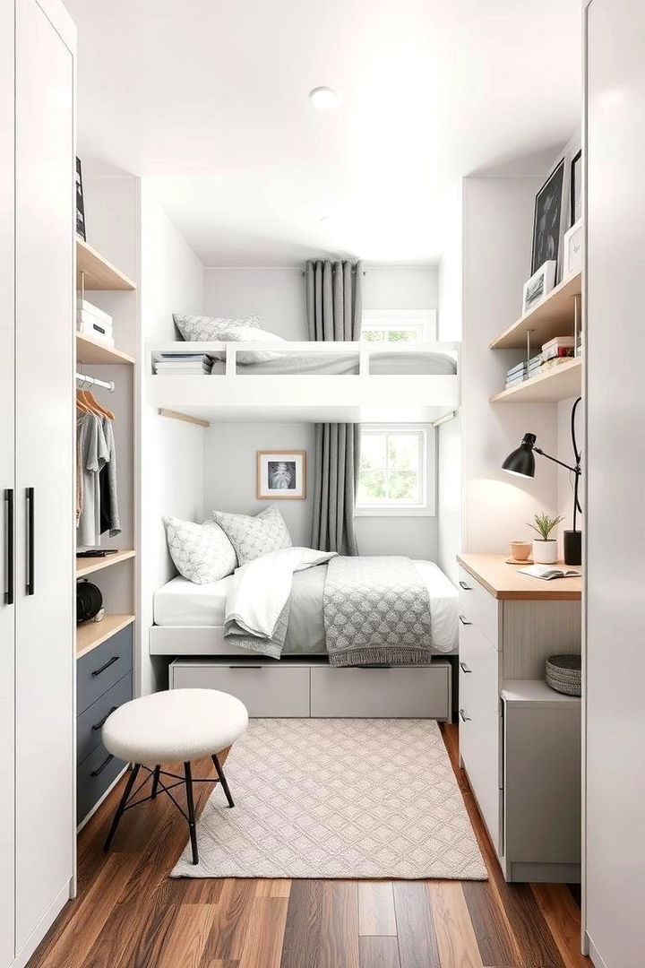 Multi functional Compact Space - 22 Grey and White Bedroom Ideas