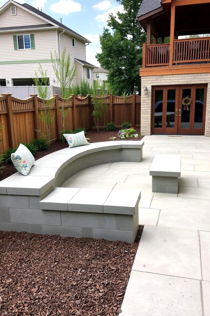 Multi functional Concrete Seating - 22 Concrete Patio Ideas on a Budget