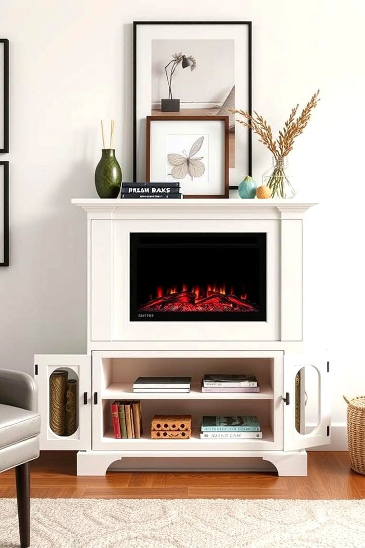 Multi functional Electric Fireplace with Storage - 22 Electric Fireplace Ideas