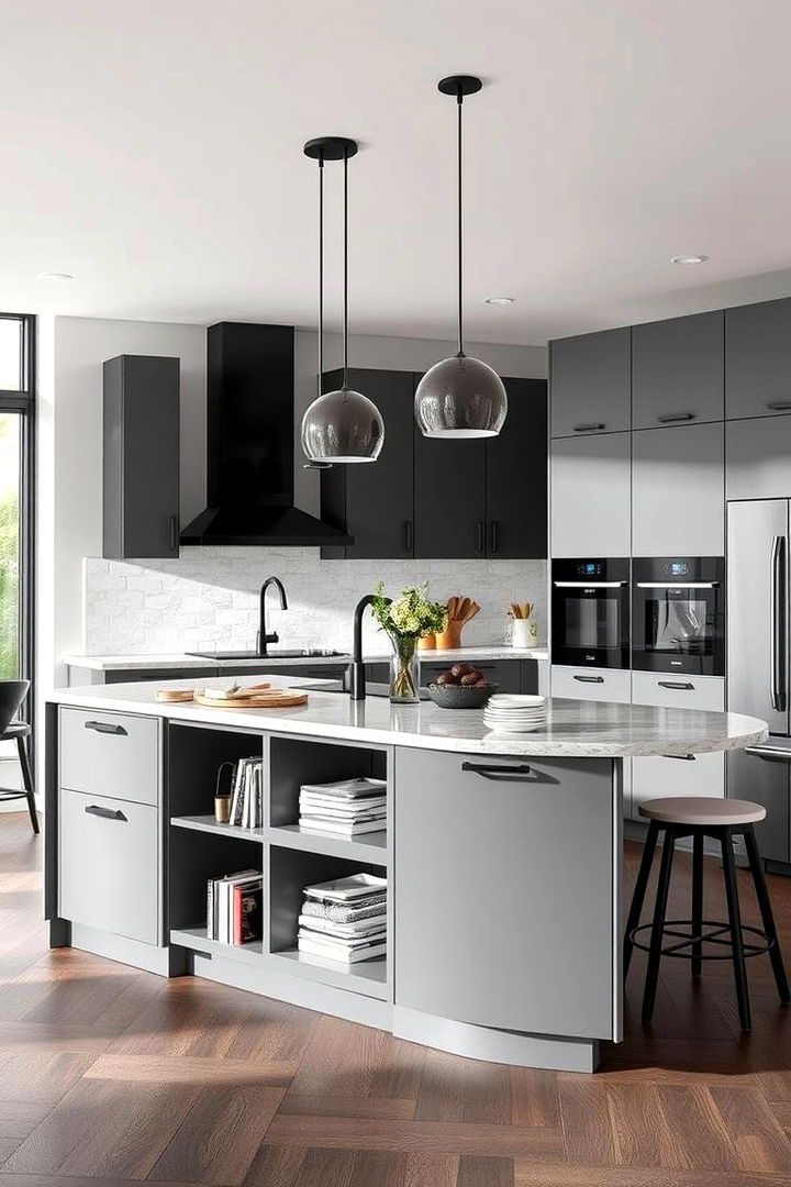 Multi functional Kitchen Islands - 22 Gray and Black Kitchen Ideas