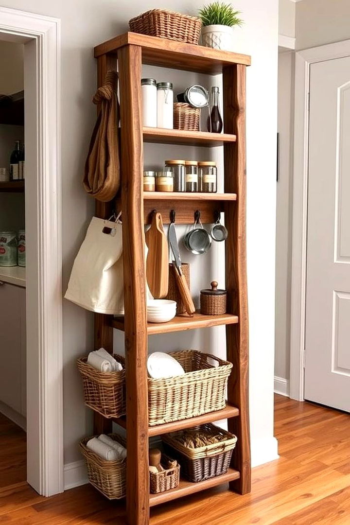 Multi functional Ladder Storage - 22 Corner Pantry Ideas