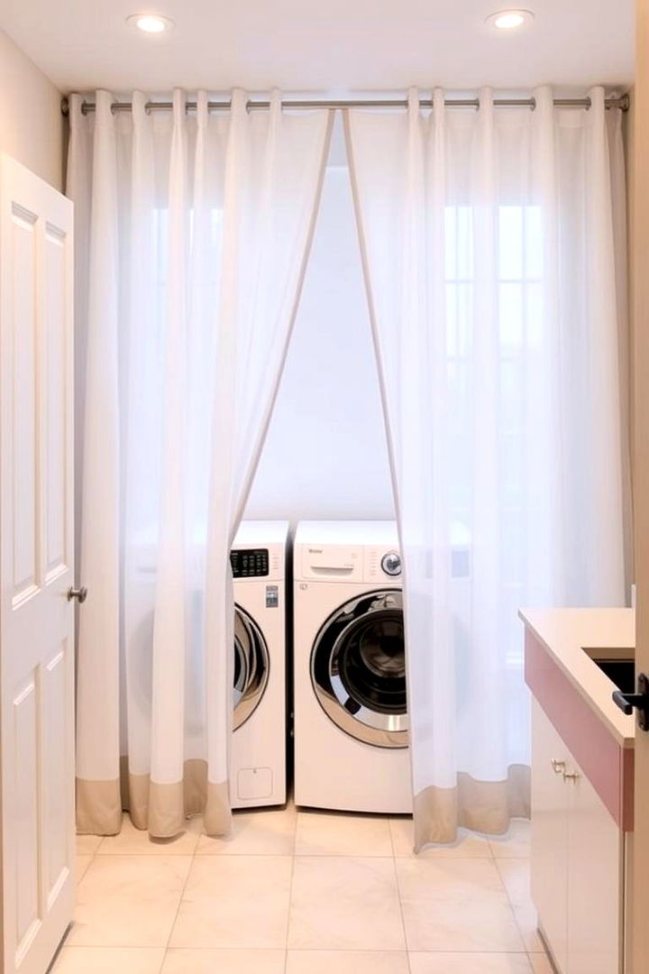 Multi functional Layering - 22 Laundry Room Curtain Ideas